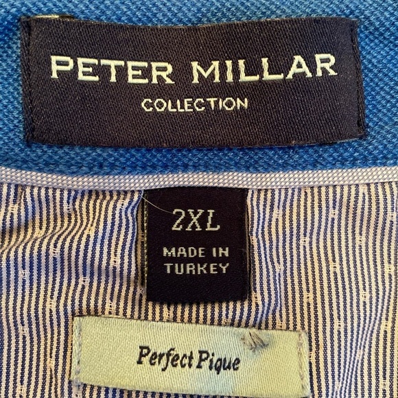 Peter Millar Collection Cotton Tencel Blend Perfect Pique Polo Shirt Blue 2XL - Picture 1 of 6